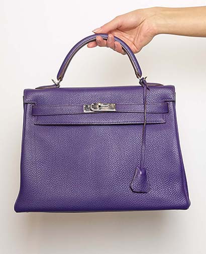 Kelly 32 Togo Leather in Iris, front view